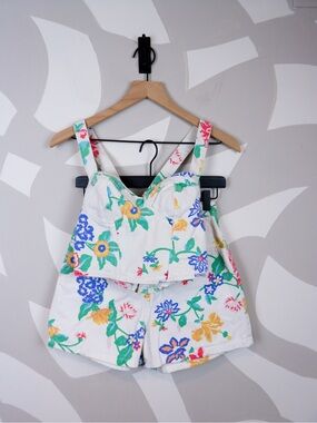 Vintage 90's Bongo Floral Shorts & Crop Top Denim Set | 5